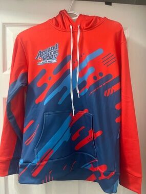 Urge Red & Blue Athletic Hoodie with Drawstring